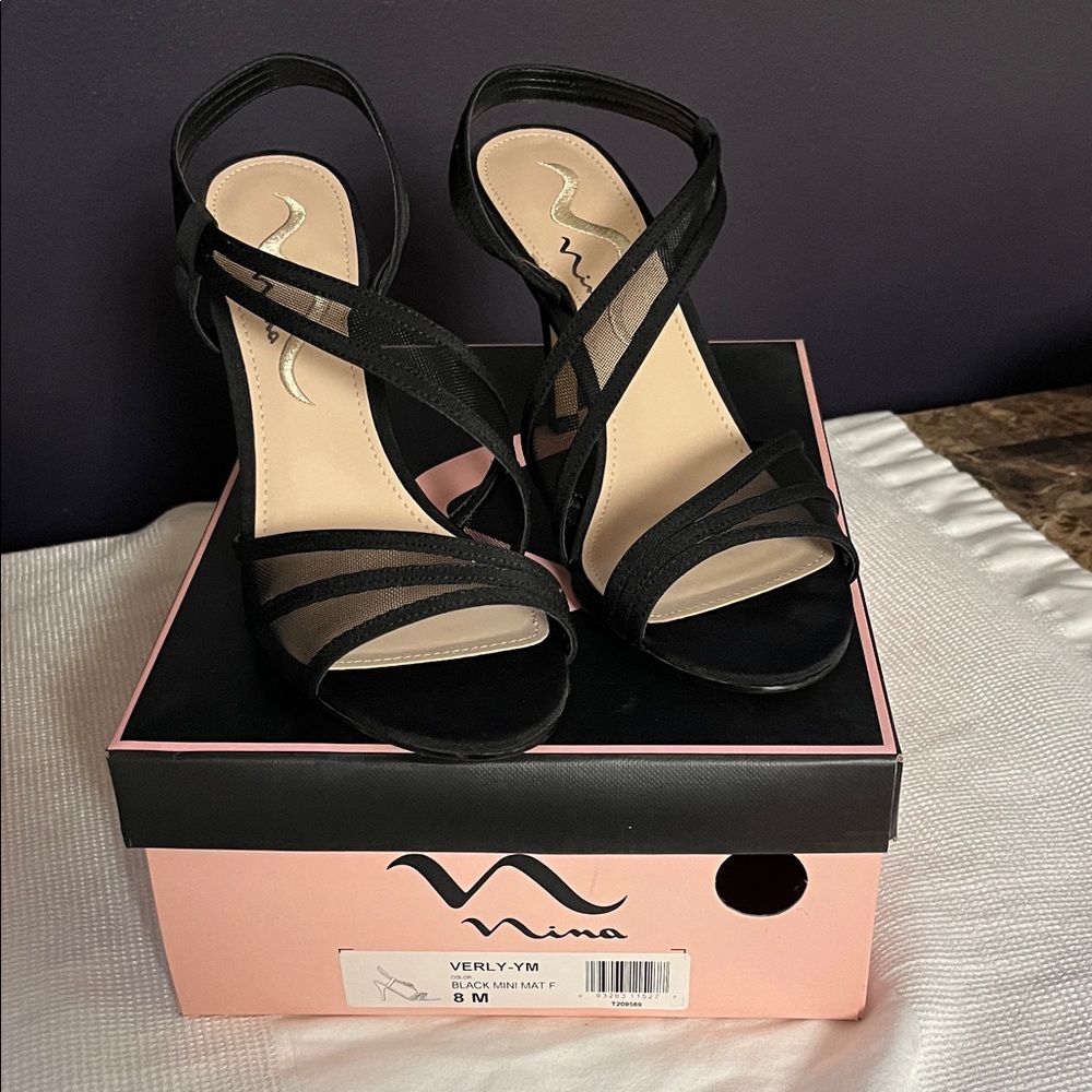 Nina Elegant Black Strappy Heels
